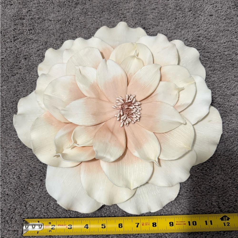 Elegant Cream and Pink Floral Wall Accent